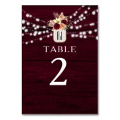 Rustikale Burgundy Wedding Tischnummer (Rückseite)