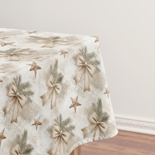 Rustikale Burlap Bow und Stars mit Pine Needles Tischdecke (Beispiel)