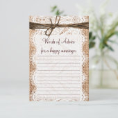 Rustikale Burlap Bridal Advisards Hinweiskarte (Stehend Vorderseite)