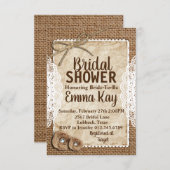 Rustikale Burlap Bridal Dusche Einladung (Vorne/Hinten)
