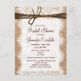 Rustikale Burlap Bridal Dusche Einladung Postkarte