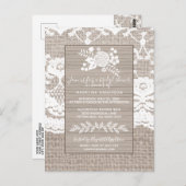 Rustikale Burlap Bridal Dusche Einladung Postkarte (Vorne/Hinten)