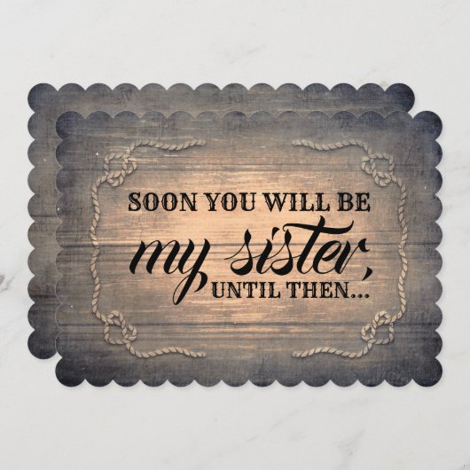 Rustikale Burlap Bridesmaid / Vorschlag für eine T Einladung (Vorne/Hinten)