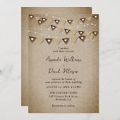 Rustikale Burlap-Bunting-String-Lights Einladung (Vorne/Hinten)