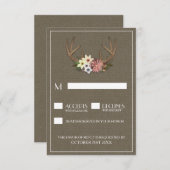 Rustikale Burlap Deer Antler Wedding RSVP Cards (Vorne/Hinten)