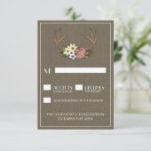 Rustikale Burlap Deer Antler Wedding RSVP Cards Karte (Stehend Vorderseite)