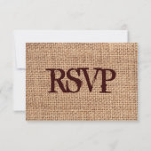 Rustikale Burlap-Drahthupe-RSVP-Karten RSVP Karte (Rückseite)
