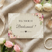 Rustikale Burlap Floral wird meine Bridesmaid sein Einladung