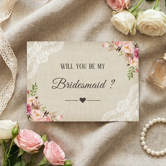 Rustikale Burlap Floral wird meine Bridesmaid sein Einladung