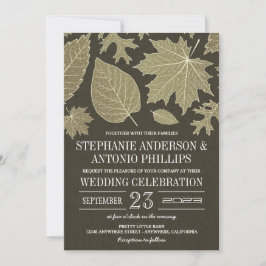 Rustikale Burlap Gold Herbstlaub Hochzeitseinladun Einladung