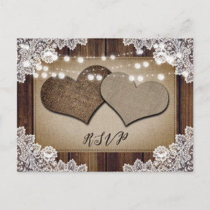 Rustikale Burlap Hearts UAWG Postkarte Auswahl