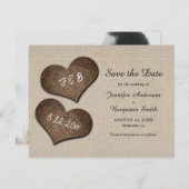 Rustikale Burlap-Herzen Hochzeit speichern das Dat Save The Date (Vorne/Hinten)
