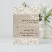 Rustikale Burlap-Hochzeitkarte für RSVP-Karten RSVP Karte (Stehend Vorderseite)