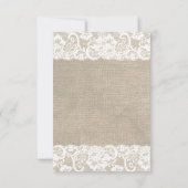 Rustikale Burlap-Hochzeitkarte für RSVP-Karten RSVP Karte (Rückseite)