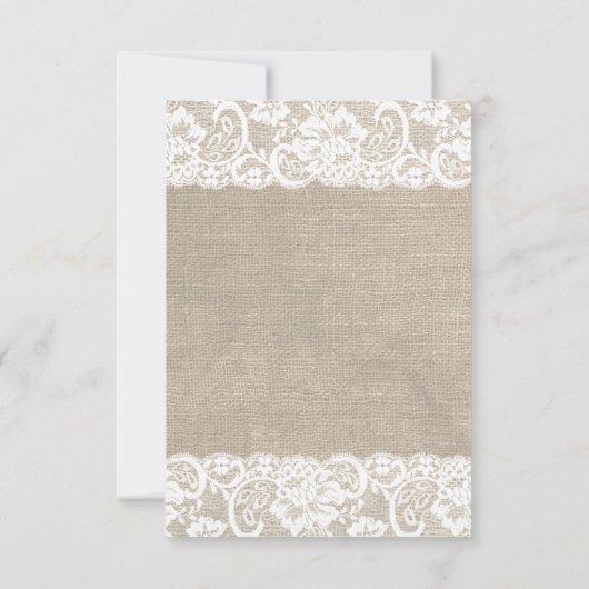 Rustikale Burlap-Hochzeitkarte für RSVP-Karten RSVP Karte (Rückseite)