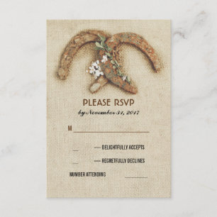 Rustikale Burlap-Hufeisen Ehepaar RSVP-Karte RSVP Karte