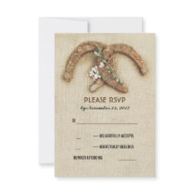 Rustikale Burlap-Hufeisen Ehepaar RSVP-Karte