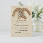 Rustikale Burlap-Hufeisen Ehepaar RSVP-Karte RSVP Karte (Stehend Vorderseite)