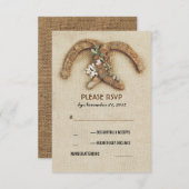 Rustikale Burlap-Hufeisen Ehepaar RSVP-Karte RSVP Karte (Vorne/Hinten)