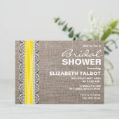 Rustikale Burlap- & Lace Bridal Dusche Einladung (Stehend Vorderseite)