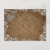 rustikale Burlap Lace Country Hochzeit danke Postkarte (Rückseite)