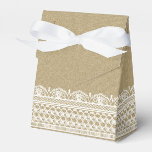 Rustikale Burlap Lace Country Wedding Geschenkschachtel