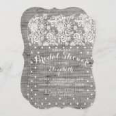 Rustikale Burlap Lace Gray Bridal Dusche Einladung (Vorne/Hinten)