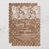 Rustikale Burlap Lace Neutral Baby Dusche Einladun Einladung (Vorne/Hinten)