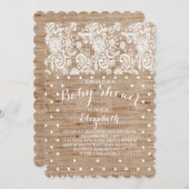 Rustikale Burlap Lace Neutral Baby Dusche Einladun Einladung (Vorne/Hinten)