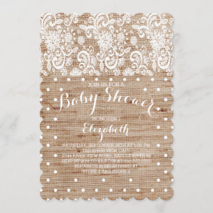 Rustikale Burlap Lace Neutral Baby Dusche Einladun Einladung