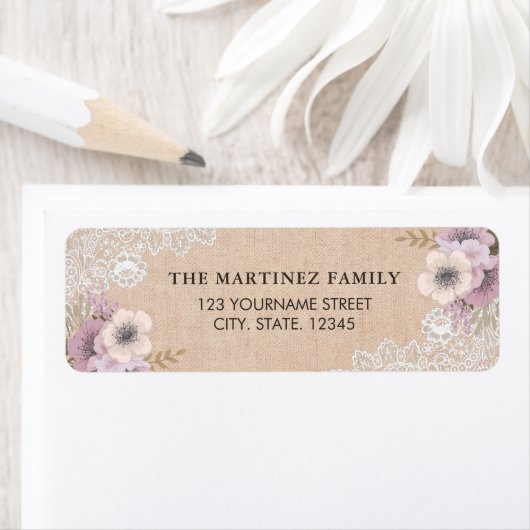 Rustikale Burlap Lace Pink Floral (Insitu)