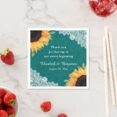Rustikale Burlap Lace Sonnenblume und Aquamarine H Serviette (Beispiel)