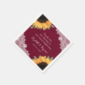 Rustikale Burlap Lace Sonnenblume und Burgund Hoch Serviette (Ecke)