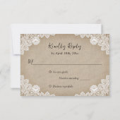 Rustikale Burlap Lace String Lights Hochzeit RSVP Karte (Rückseite)