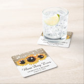 Rustikale Burlap Lace String Lights Sonnenblume Ho Rechteckiger Pappuntersetzer (Vor Ort)