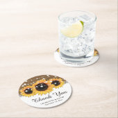 Rustikale Burlap Lace String Lights Sonnenblume Ho Runder Pappuntersetzer (Vor Ort)