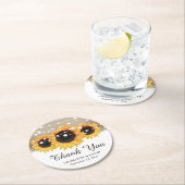 Rustikale Burlap Lace String Lights Sonnenblume Ho Runder Pappuntersetzer (Vor Ort)