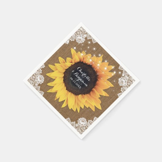 Rustikale Burlap Lace String Lights Sonnenblume Ho Serviette (Ecke)