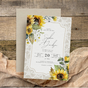 Rustikale Burlap Lace Sunflowers Hochzeit im Herbs Einladung