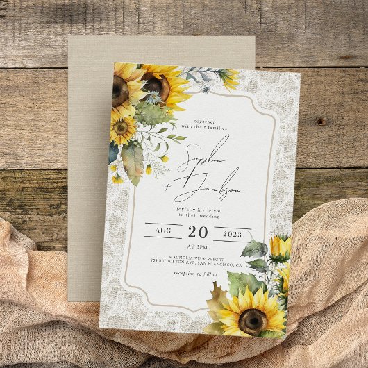 Rustikale Burlap Lace Sunflowers Hochzeit im Herbs Einladung