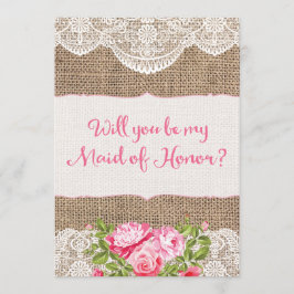 Rustikale Burlap Lace Werden Sie meine Trauzeugin Einladung