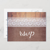 Rustikale Burlap Lace & Wood UAWG Einladungspostkarte (Vorne/Hinten)