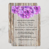 Rustikale Burlap lila Hydrangea Hochzeit lädt ph1 Einladung (Vorne/Hinten)