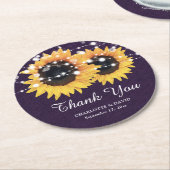 Rustikale Burlap-Lila Sonnenblumenhochzeit Runder Pappuntersetzer (Angewinkelt)