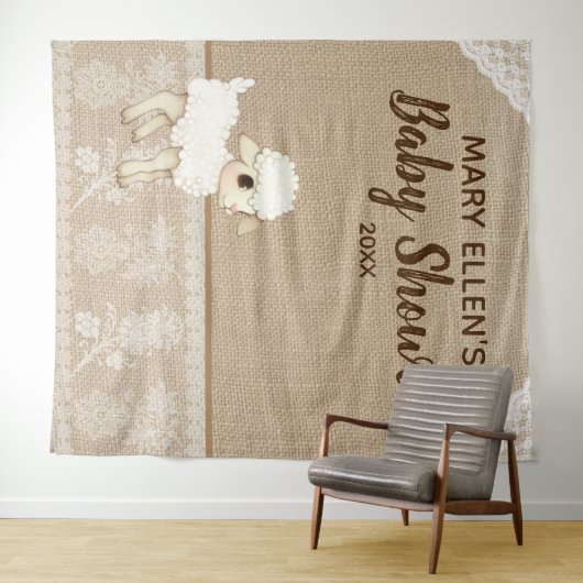 Rustikale Burlap Little Lamb Baby Dusche Hintergru Wandteppich (Beispiel (Horizontal))