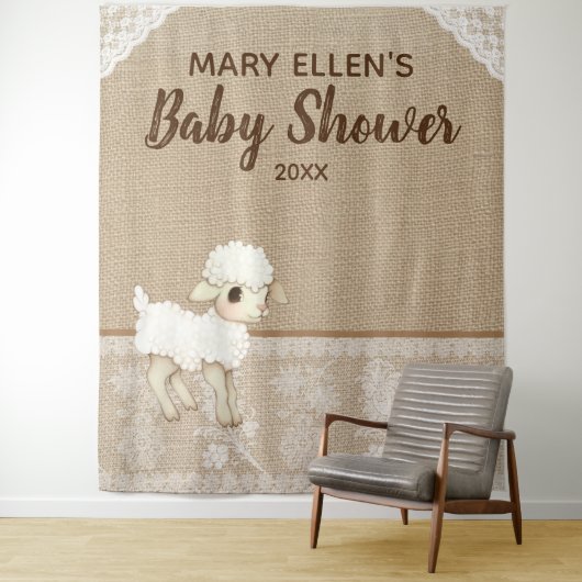 Rustikale Burlap Little Lamb Baby Dusche Hintergru Wandteppich (Beispiel)