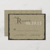 Rustikale Burlap Look Hochzeitsreaktion RSVP Karte (Vorne/Hinten)