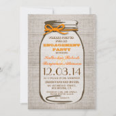 Rustikale Burlap Mason Jar Engagement Party Einladung (Vorderseite)