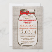 Rustikale Burlap Mason Jar Engagement Party Einladung (Vorderseite)