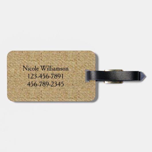 Rustikale Burlap-Mutter des Bride-Gepäckanhängers Gepäckanhänger (Rückseite horizontal)